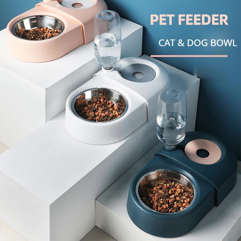 Dogs Cats Bowl and Drinking Fountains with Automatic Water Outlet Anti-overturning